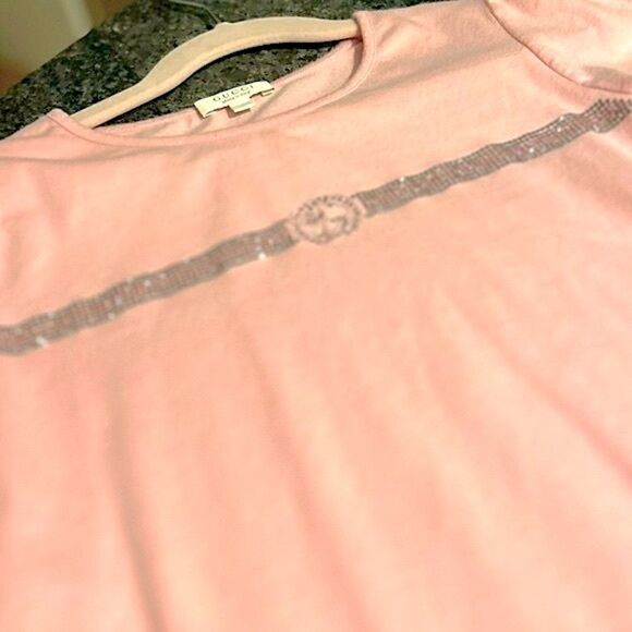 HOST PICK!🥳 Authentic Gucci  Pink Rhinestone Bling GG Logo Girls Dress Size 8 - Picture 12 of 15